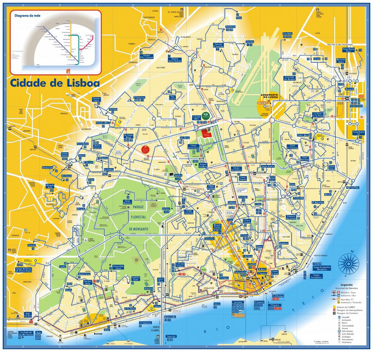 リスボンのバスターミナルの地図