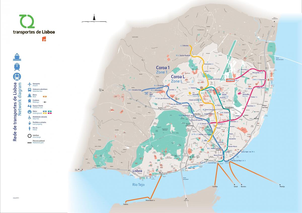 リスボンの空港の地図
